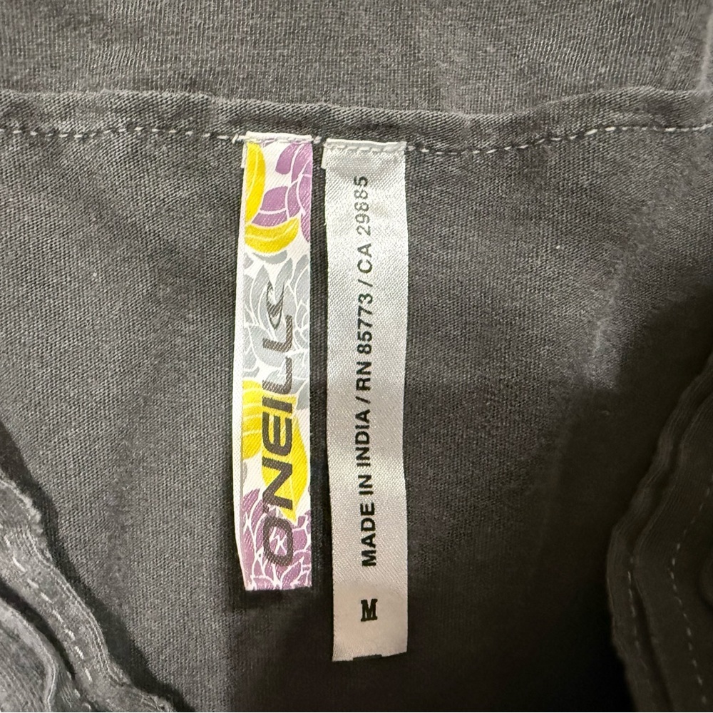 Y2K O'Neill Charcoal Gray Pleated Boho Chic Tunic Dress - Size M - Picture 7 of 8